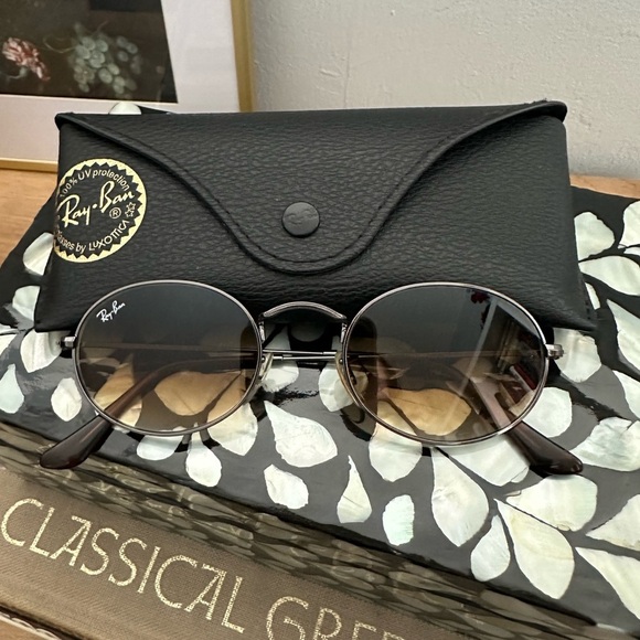 Ray-Ban Accessories - Ray-Ban Gunmetal and Brown Gradient Oval Sunglasses